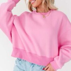 The Post | Tyler Classic Crew Oversized Fleece Lined Sweatshirt Bubblegum Pink L